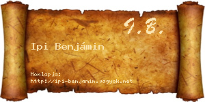 Ipi Benjámin névjegykártya